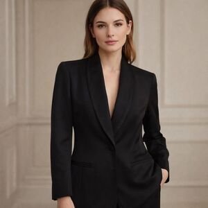Sarah Johnson Tuxedo Style Black Crepe Blazer Jacket